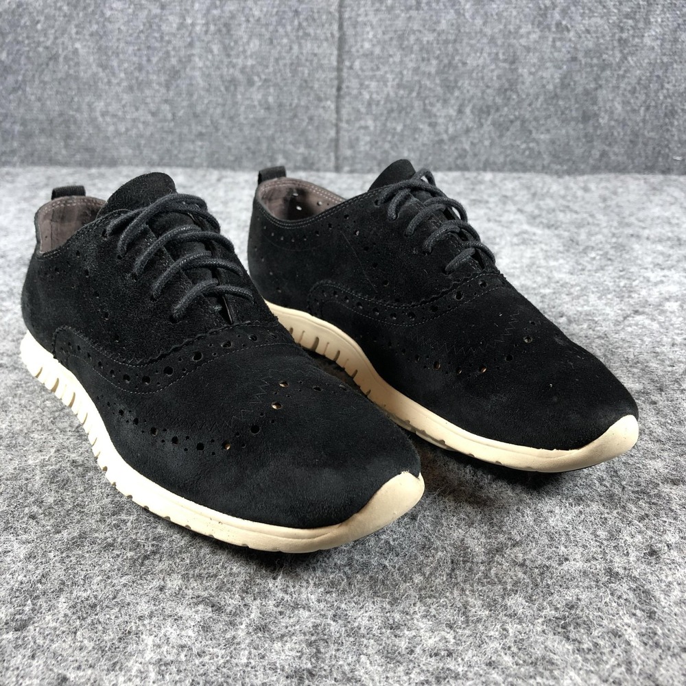 Cole Haan Zerogrand Wingtip Oxford Shoes Women's 6 B Black Suede LW05153 Comfort